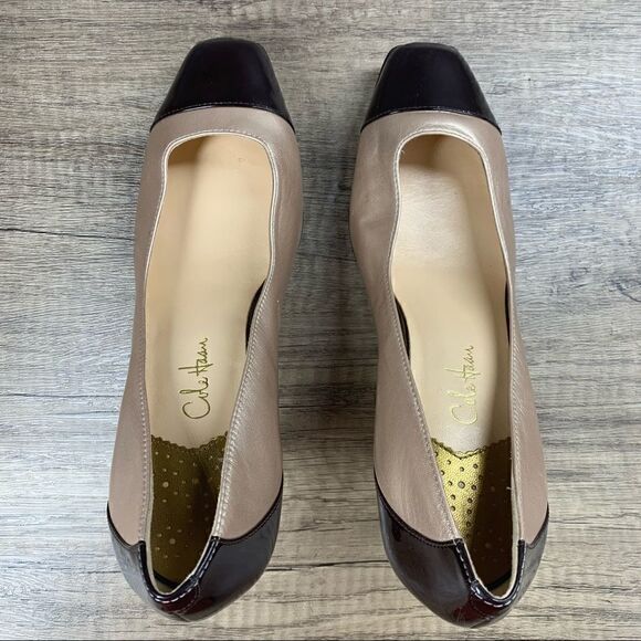 Cole Haan~”NAMI” Air Pump~Beige/Brown Patent Toe & Heel Shoes~Size 8.5 B - Picture 6 of 9